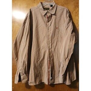 Timberland Mens Size XXL Plaid Button Down Long Sleeve Shirt Orange